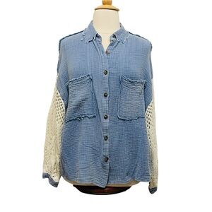 POL Gauze and Knit Button Down NWOT M-XL